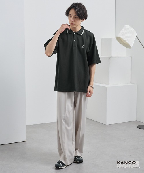 KANGOL（カンゴール） ポロシャツ 別注 ロゴワンポイント刺繍ライン