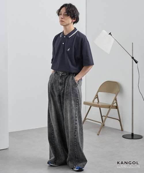 KANGOL（カンゴール） ポロシャツ 別注 ロゴワンポイント刺繍ライン