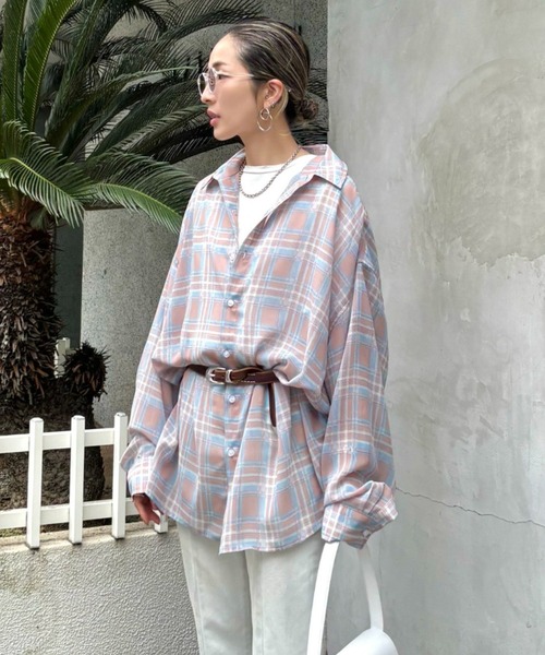 ブラウス シャツ WHITELAND/ホワイトランド/CHIFFON CHECK SHIRTS レディース メンズ