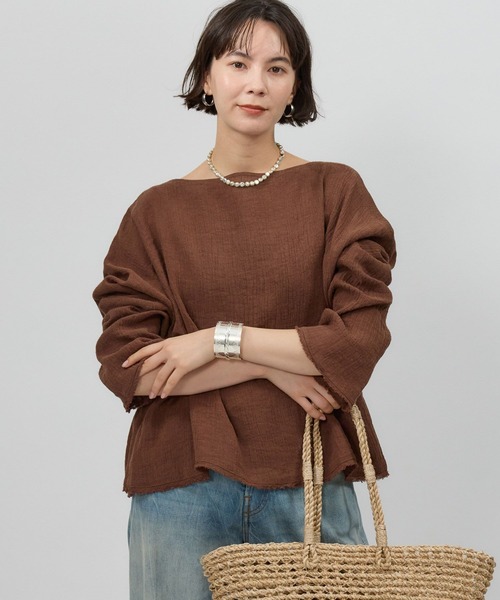 BABYLONE ニット セーター メッシュボートネックプルオーバー