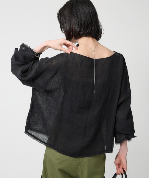 BABYLONE ニット セーター メッシュボートネックプルオーバー