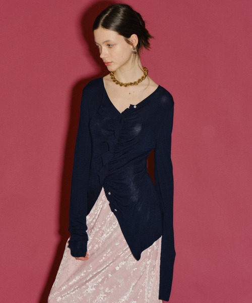 カーディガン Everyday slim fit frills cardigan/エブリデイスリム