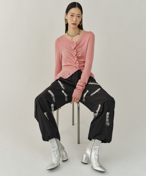 カーディガン Everyday slim fit frills cardigan/エブリデイスリム