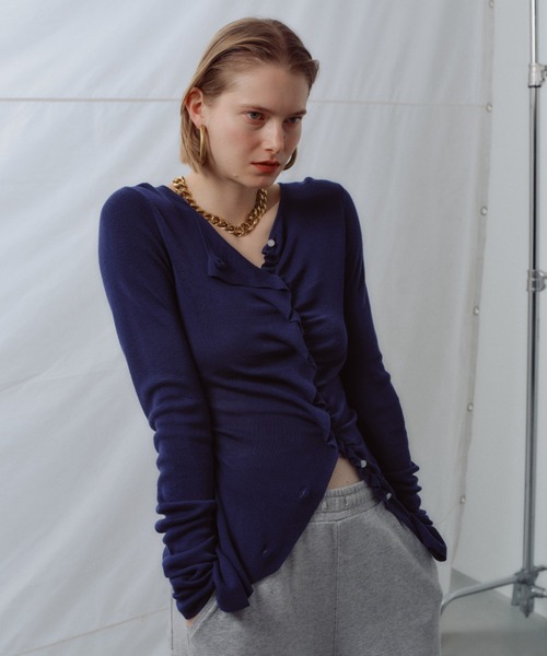 カーディガン Everyday slim fit frills cardigan/エブリデイスリム