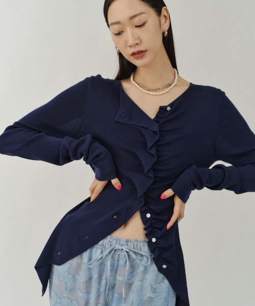 カーディガン Everyday slim fit frills cardigan/エブリデイスリム
