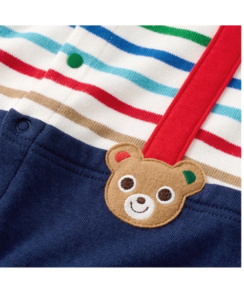 ベビー服 ロンパース プッチーうさこボーダーカバーオールの画像