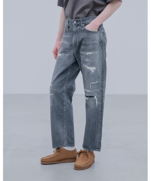 uniform experiment ジーンズ DAMAGED DENIM REGULAR-FIT JEANS メンズ