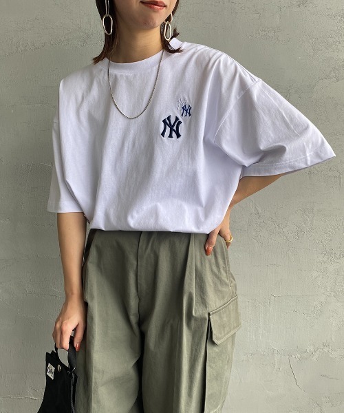 「MLB」 半袖Tシャツ L ホワイト レディース