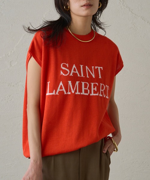 「LOUNGEDRESS」 半袖ニット FREE オレンジ レディース