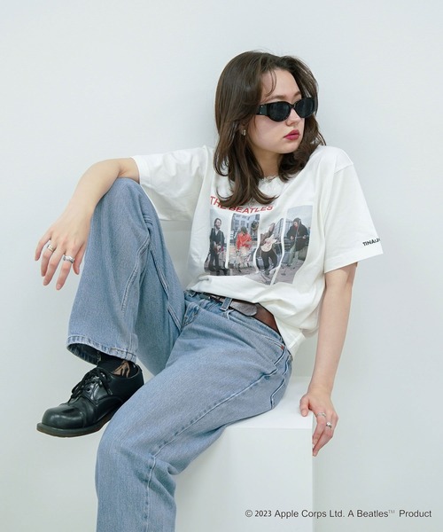 「TINA：JOJUN」 半袖Tシャツ「TheBeatlesコラボ」 M レッド レディース