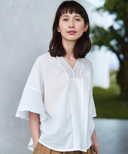 美品 CYCLAS シクラス ドルマンスリーブ 七分袖 プルオーバー シアーブラウス 34 ホワイト レディース 古着 中古 美品 CYCLAS シクラス ドルマンスリーブ 七分袖 プルオーバー