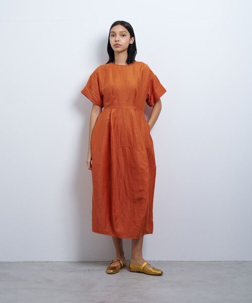 LANVIN en Bleu ワンピース 半袖 リネンカールマイヤーワンピース