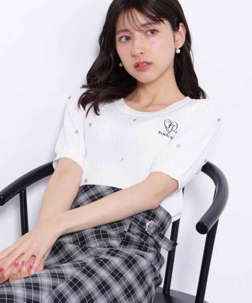 ジル バイ ジルスチュアート] セーター ミニケーブルハート刺繍ニット