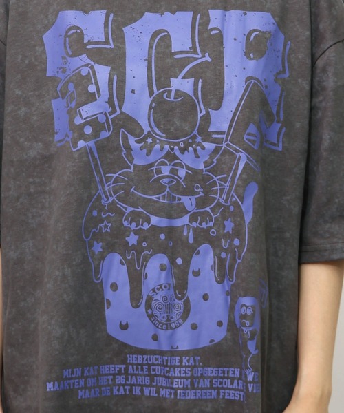ScoLar tシャツ 153632：26周年ケーキとネコちゃん柄 フリンジ