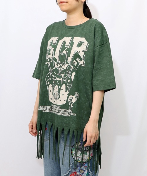 ScoLar tシャツ 153632：26周年ケーキとネコちゃん柄 フリンジ