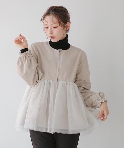 Fit more（フィットモア） コート アウター チュールレイヤード