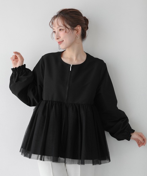 ☆新品タグつき☆fitmore チュールレイヤードペプラムアウター Fit more（フィットモア） コート アウター チュールレイヤード