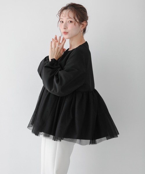 ☆新品タグつき☆fitmore チュールレイヤードペプラムアウター Fit more（フィットモア） コート アウター チュールレイヤード