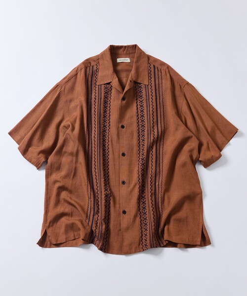 「FREAK'S STORE」 半袖シャツ LARGE チャコールグレー メンズ_画像2