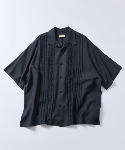 「FREAK'S STORE」 半袖シャツ LARGE チャコールグレー メンズ_画像7