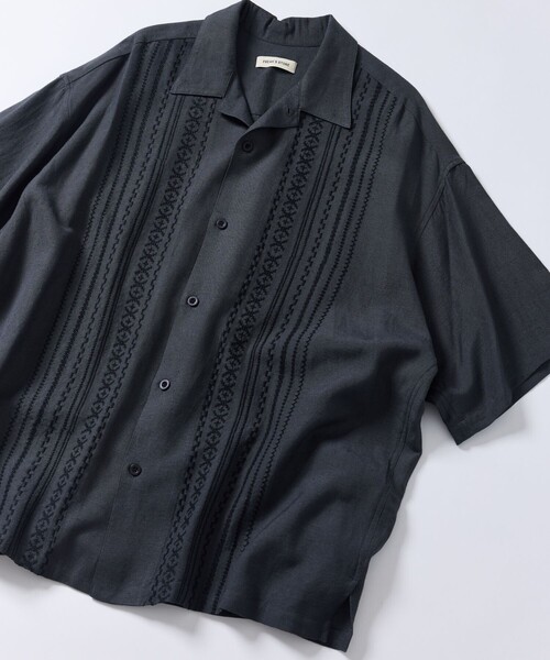 「FREAK'S STORE」 半袖シャツ LARGE チャコールグレー メンズ_画像8