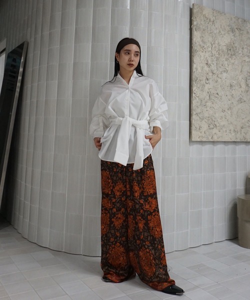Ameri スカーフ柄ワイドパンツ Ameri（アメリ） ワイドパンツ パンツ DAQHNE SCARF PANTS レディース