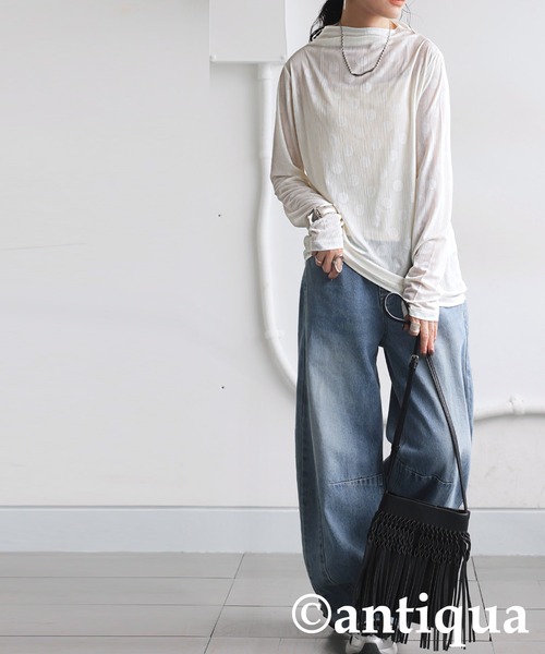 antiqua（アンティカ） ドット柄シアートップス レディース : ZOZOTOWN