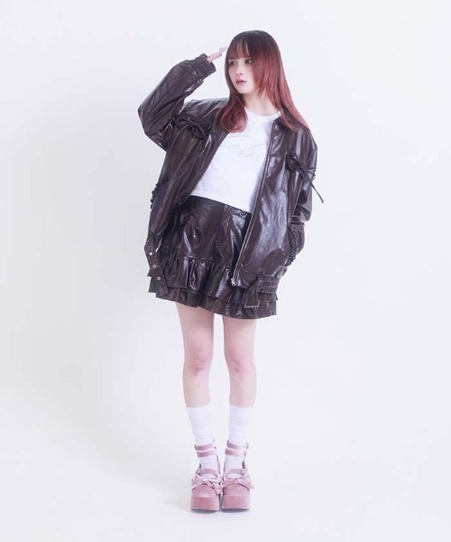 Fickle Bebe（フィクルベベ） レザージャケット ライダース フェイク