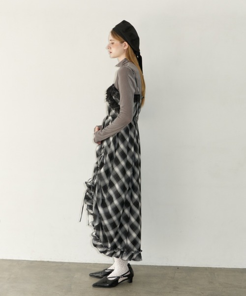 ワンピース lace drawstring onepiece / レースデザインドロストキャミ