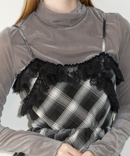 ワンピース lace drawstring onepiece / レースデザインドロストキャミ