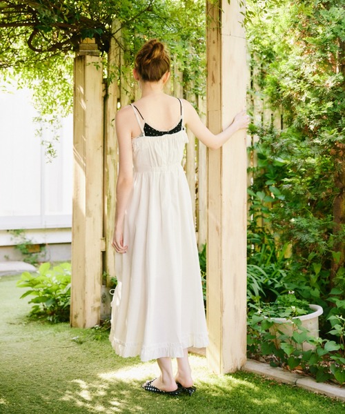 ワンピース lace drawstring onepiece / レースデザインドロストキャミ
