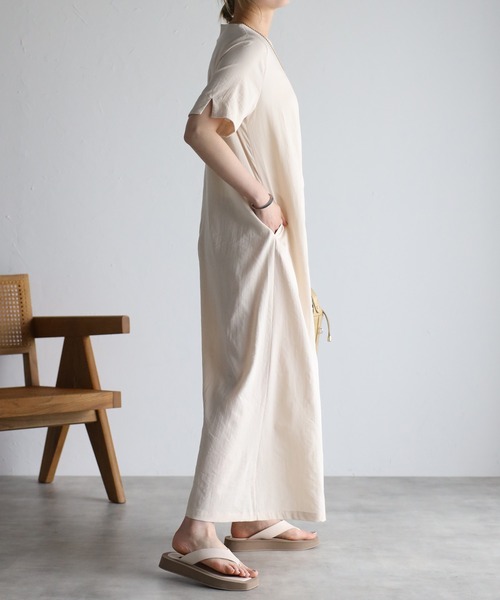 「r.」 半袖ワンピース FREE ライトベージュ レディース_画像3