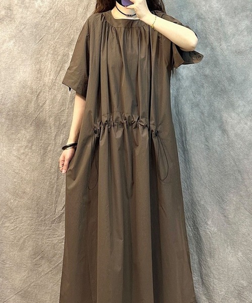 「CADBURY」 半袖ワンピース X-LARGE ブラウン レディース_画像2