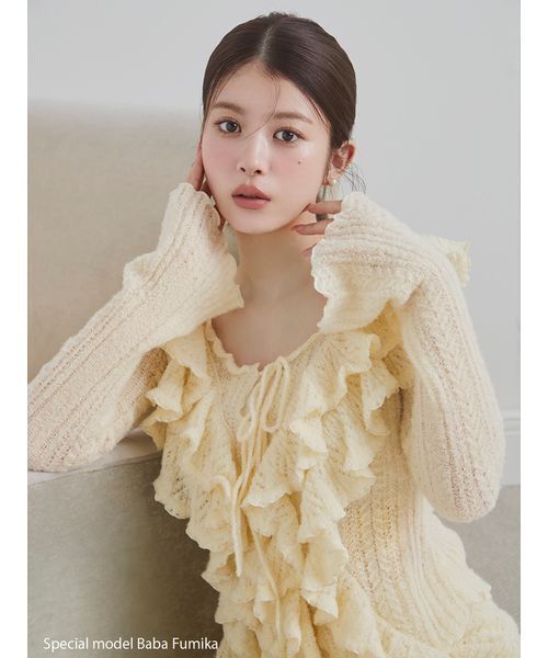 SNIDEL（スナイデル） ニット セーター ラッフルデザインニットプル