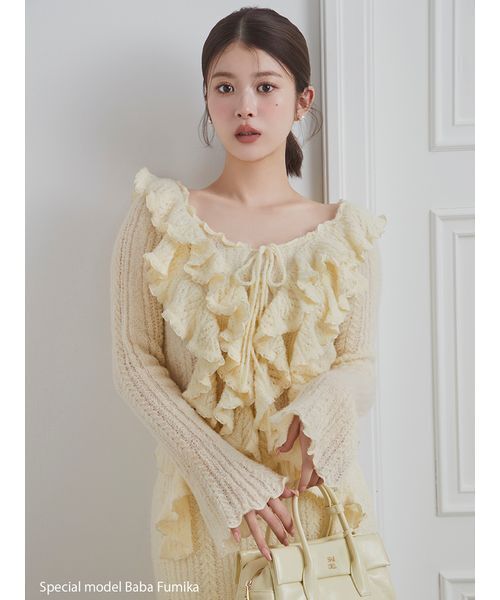 SNIDEL（スナイデル） ニット セーター ラッフルデザインニットプル