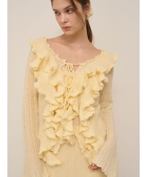 SNIDEL（スナイデル） ニット セーター ラッフルデザインニットプル