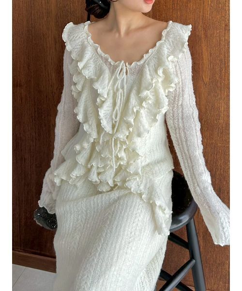 SNIDEL（スナイデル） ニット セーター ラッフルデザインニットプル