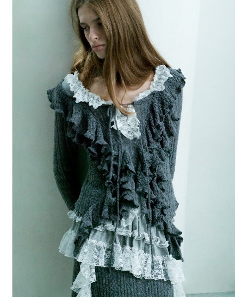 SNIDEL（スナイデル） ニット セーター ラッフルデザインニットプル