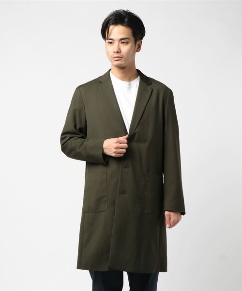 ★希少 Lサイズ★ ナノユニバース AZ チェスターコート 比翼 深緑 裏地総柄 NANO universe（ナノ・ユニバース） チェスターコート LARGE カーキ