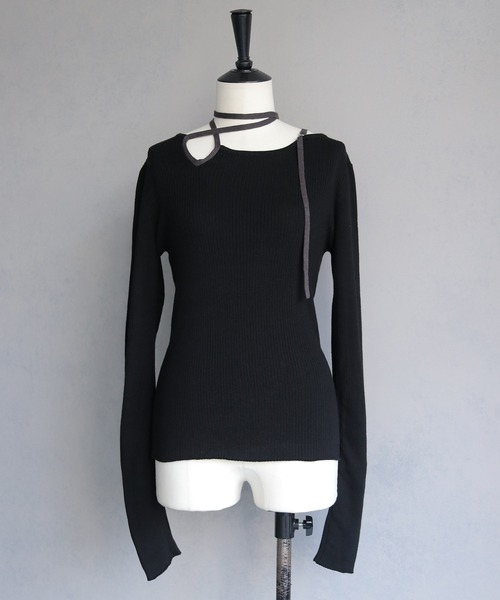 「&g'aime」 長袖ニット FREE チャコールグレー レディース_画像2