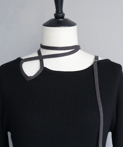 「&g'aime」 長袖ニット FREE チャコールグレー レディース_画像3