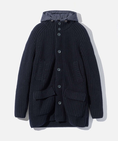 Herno ケーブルニット✖️ナイロン ダウンジャケット HERNO（ヘルノ） ダウンジャケット ダウン HERNO RIB KNIT JACKET