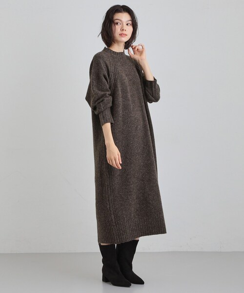 THE SHOP TK ワンピース ウール混杢調ハイネックワンピース : ZOZOTOWN