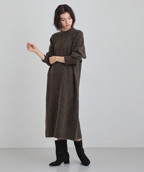 THE SHOP TK ワンピース ウール混杢調ハイネックワンピース : ZOZOTOWN