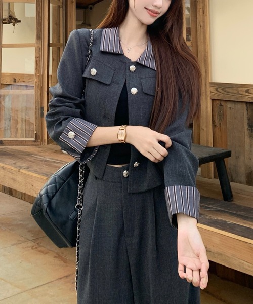 FAVORITO セットアップ ショートシングルブレストジャケットワイド