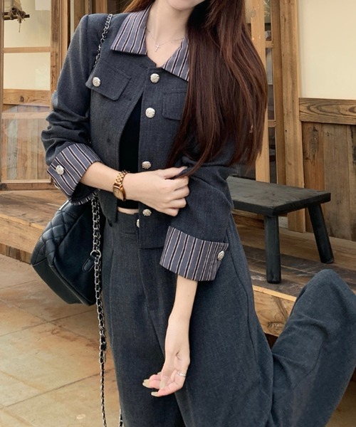 FAVORITO セットアップ ショートシングルブレストジャケットワイド