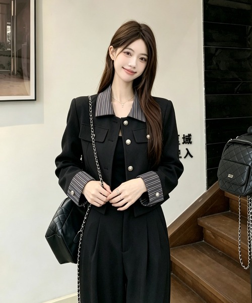 FAVORITO セットアップ ショートシングルブレストジャケットワイド