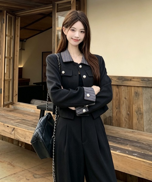 FAVORITO セットアップ ショートシングルブレストジャケットワイド
