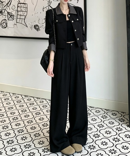 FAVORITO セットアップ ショートシングルブレストジャケットワイド