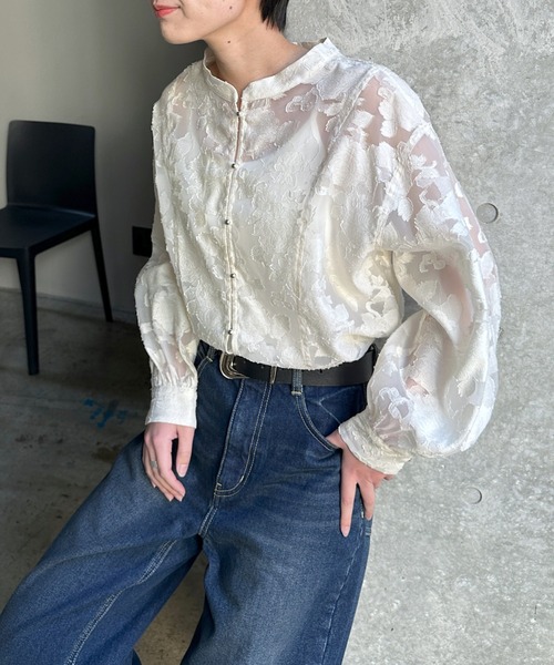 PAGEBOY（ページボーイ） tシャツ レースジャガード2WAYブラウス